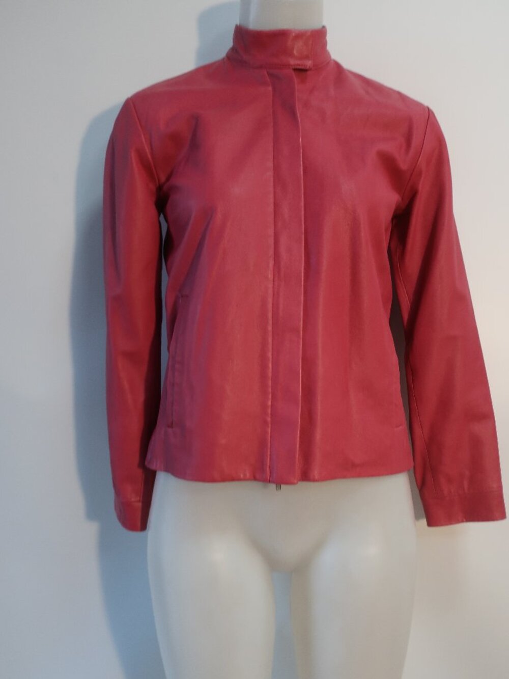 Womens Ralph Lauren Golf Raspberry-Pink Color Leather Jacket S - Picture 4 of 14